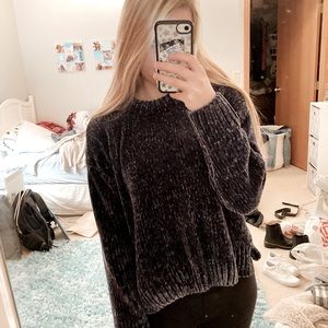 Chenille navy blue sweater